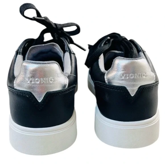 VIONIC Kimmie Court Sneakers, Women’s, Black/Silver, Size 6.5 NEW in Box‎